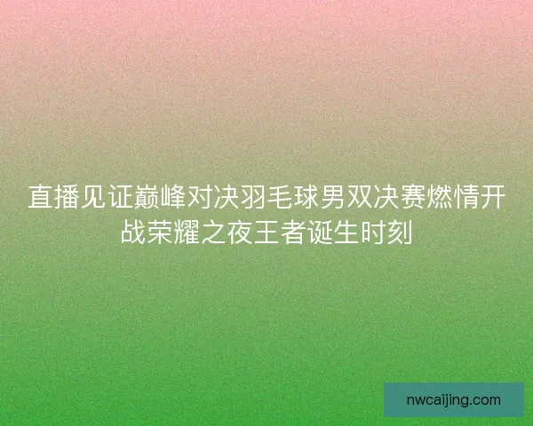 直播见证巅峰对决羽毛球男双决赛燃情开战荣耀之夜王者诞生时刻